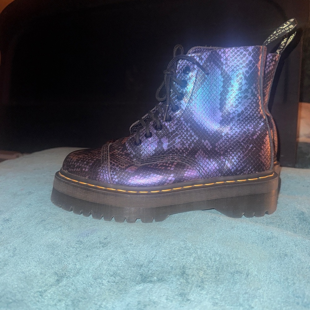 Dr. Martens Sinclair Purple Snakeskin Boots